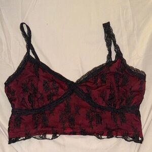 Lace Trim Burgundy Bralette Top